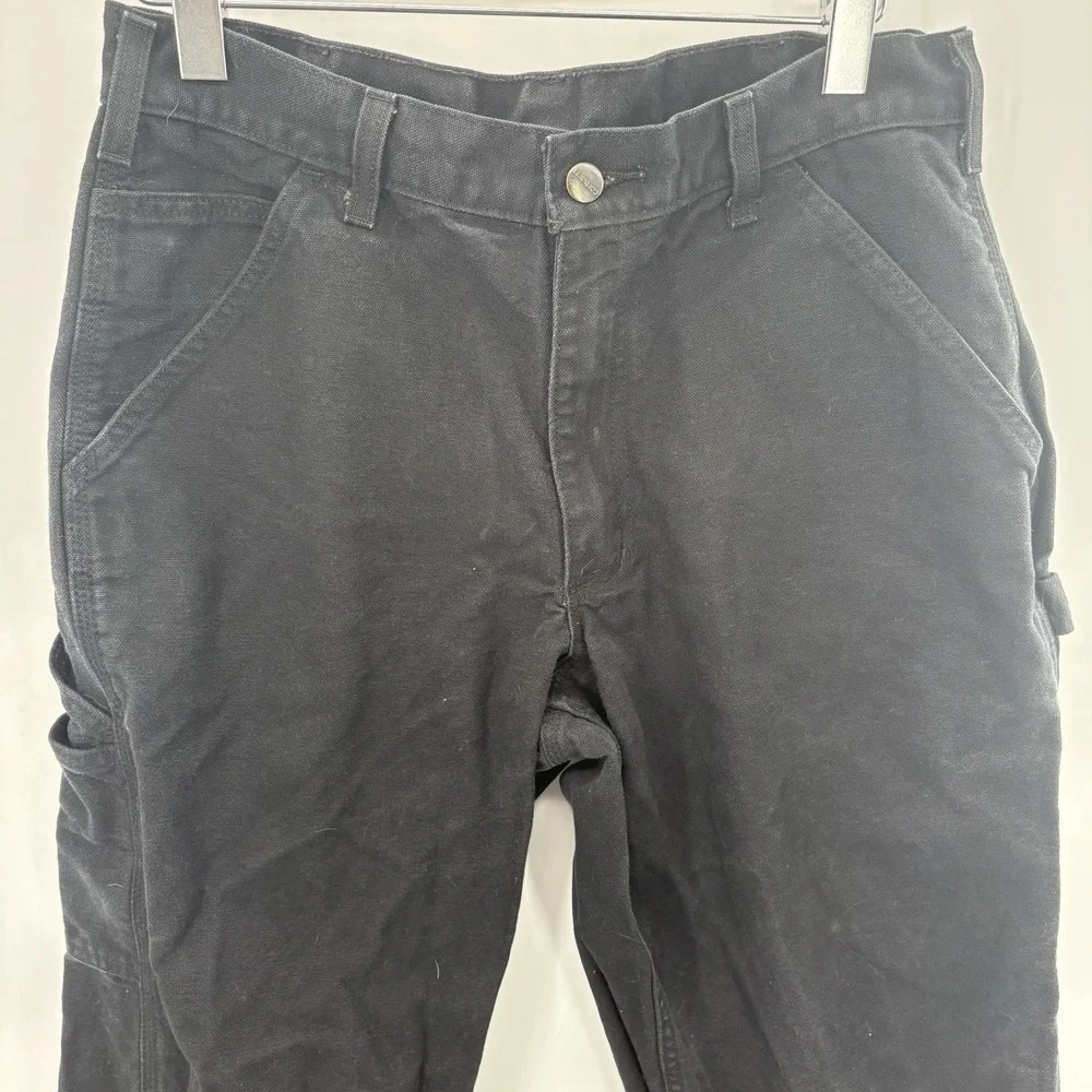 Carhartt Mens Size 32 x 30 Loose Fit Black Carpenter Pants 100% Cotton